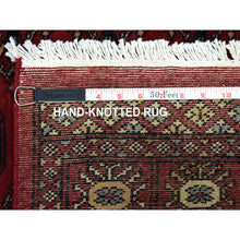 Load image into Gallery viewer, 3&#39;x4&#39;10&quot; Organic Wool Hand Knotted Mori Bokara with Geometric Medallions Design Deep Red Oriental Rug FWR415362