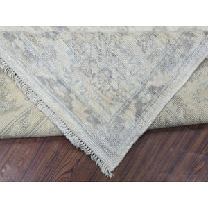 8'1"x9'7" Ivory Angora Oushak with All Over Design Soft Wool Hand Knotted Oriental Rug FWR415554