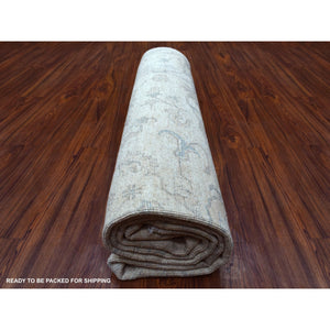 8'1"x9'7" Ivory Angora Oushak with All Over Design Soft Wool Hand Knotted Oriental Rug FWR415554