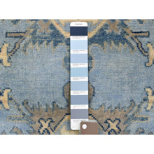 Load image into Gallery viewer, 6&#39;x8&#39;9&quot; Hand Knotted Blue Vintage Look Kazak with Tessellation Design Soft Wool Oriental Rug FWR415818