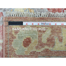 Load image into Gallery viewer, 3&#39;x19&#39;9&quot; Hand Knotted Coral Red Angora Oushak with All Over Leaf Design Pure Wool Oriental XL Runner Rug FWR415926