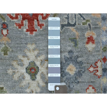 Load image into Gallery viewer, 3&#39;1&quot;x11&#39;6&quot; Pure Wool Hand Knotted Gray Angora Oushak with Colorful Motifs Oriental Runner Rug FWR416046