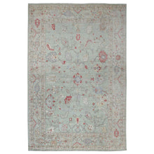 Load image into Gallery viewer, 11&#39;9&quot;x17&#39;3&quot; Angora Oushak with Colorful Motifs Soft Wool Hand Knotted Soft Green Oriental Oversized Rug FWR416238