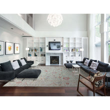 Load image into Gallery viewer, 11&#39;9&quot;x17&#39;3&quot; Angora Oushak with Colorful Motifs Soft Wool Hand Knotted Soft Green Oriental Oversized Rug FWR416238