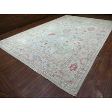 Load image into Gallery viewer, 11&#39;9&quot;x17&#39;3&quot; Angora Oushak with Colorful Motifs Soft Wool Hand Knotted Soft Green Oriental Oversized Rug FWR416238