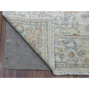 3'x15'10" Extra Soft Wool Hand Knotted Gray Angora Oushak with All Over Flower Design Oriental XL Runner Rug FWR416274