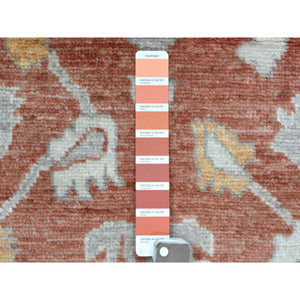 2'8"x12' Extra Soft Wool Hand Knotted Soft Orange Angora Oushak with Flowing and Open Design Oriental Runner Rug FWR416346