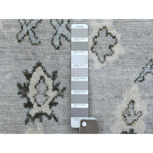 3'x7'10" Angora Oushak with Soft Colors Pure Wool Hand Knotted Gray Oriental Runner Rug FWR416364