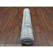 Load image into Gallery viewer, 3&#39;x7&#39;10&quot; Angora Oushak with Soft Colors Pure Wool Hand Knotted Gray Oriental Runner Rug FWR416364