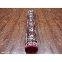 Load image into Gallery viewer, 3&#39;x5&#39;1&quot; Rich Red Pure Wool Hand Knotted Mori Bokara with Geometric Medallions Design Oriental Rug FWR416598