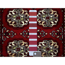 Load image into Gallery viewer, 2&#39;6&quot;x4&#39;10&quot; Rich Red Soft Wool Hand Knotted Mori Bokara with Geometric Medallions Design Oriental Rug FWR416616