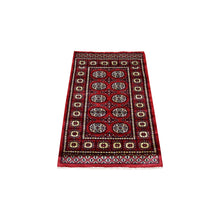 Load image into Gallery viewer, 2&#39;6&quot;x3&#39;10&quot; Hand Knotted Mori Bokara with Geometric Medallions Design Deep Red Pure Wool Oriental Rug FWR416646
