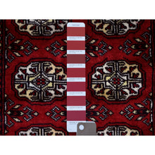 Load image into Gallery viewer, 2&#39;6&quot;x3&#39;10&quot; Hand Knotted Mori Bokara with Geometric Medallions Design Deep Red Pure Wool Oriental Rug FWR416646