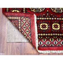 Load image into Gallery viewer, 2&#39;6&quot;x4&#39; Extra Soft Wool Hand Knotted Mori Bokara with Geometric Medallions Design Rich Red Oriental Rug FWR416652