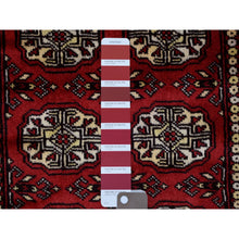 Load image into Gallery viewer, 2&#39;6&quot;x4&#39; Extra Soft Wool Hand Knotted Mori Bokara with Geometric Medallions Design Rich Red Oriental Rug FWR416652