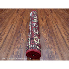 Load image into Gallery viewer, 2&#39;6&quot;x4&#39;2&quot; Mori Bokara with Geometric Medallions Design Deep and Rich Red Organic Wool Hand Knotted Oriental Rug FWR416658