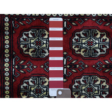 Load image into Gallery viewer, 2&#39;6&quot;x4&#39; Mori Bokara with Geometric Medallions Design Deep and Rich Red Extra Soft Wool Hand Knotted Oriental Rug FWR416676