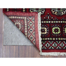Load image into Gallery viewer, 2&#39;6&quot;x4&#39;4&quot; Rich Red Soft Wool Hand Knotted Mori Bokara with Geometric Medallions Design Oriental Rug FWR416688