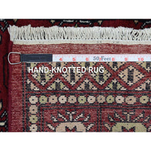 Load image into Gallery viewer, 2&#39;6&quot;x4&#39;4&quot; Rich Red Soft Wool Hand Knotted Mori Bokara with Geometric Medallions Design Oriental Rug FWR416688