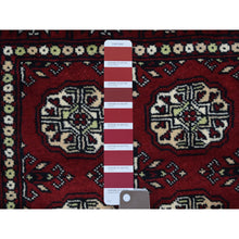 Load image into Gallery viewer, 2&#39;6&quot;x4&#39;10&quot; Mori Bokara with Geometric Medallions Design Deep and Rich Red Pure Wool Hand Knotted Oriental Rug FWR416694