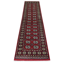 Load image into Gallery viewer, 2&#39;4&quot;x9&#39;8&quot; Deep and Rich Red Soft Wool Hand Knotted Mori Bokara with Geometric Medallions Design Oriental Runner Rug FWR416712