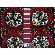 Load image into Gallery viewer, 2&#39;4&quot;x9&#39;8&quot; Deep and Rich Red Soft Wool Hand Knotted Mori Bokara with Geometric Medallions Design Oriental Runner Rug FWR416712