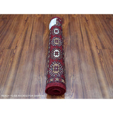 Load image into Gallery viewer, 2&#39;x3&#39; Hand Knotted Mori Bokara with Tribal Medallions Design Deep Red Soft Wool Oriental Mat Rug FWR416736