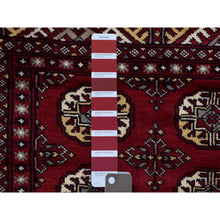 Load image into Gallery viewer, 2&#39;x3&#39;2&quot; Hand Knotted Mori Bokara with Tribal Medallions Design Rich Red Soft Wool Oriental Mat Rug FWR416760