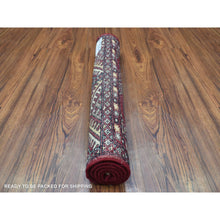 Load image into Gallery viewer, 2&#39;x3&#39;2&quot; Mori Bokara with Geometric Medallions Design Deep Red Extra Soft Wool Hand Knotted Oriental Rug FWR416772