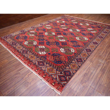 Load image into Gallery viewer, 10&#39;x13&#39;9&quot; Soft Wool Hand Knotted Coral Red Afghan Ersari with Geometric Elephant Feet Design Oriental Rug FWR417186