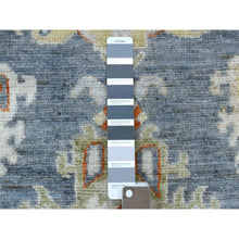 Load image into Gallery viewer, 2&#39;9&quot;x9&#39;9&quot; Dark Gray Angora Oushak with Pop of Colors Soft Glimmery Wool Hand Knotted Oriental Runner Rug FWR417330
