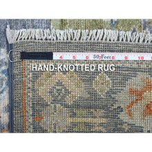 Load image into Gallery viewer, 2&#39;9&quot;x9&#39;9&quot; Dark Gray Angora Oushak with Pop of Colors Soft Glimmery Wool Hand Knotted Oriental Runner Rug FWR417330