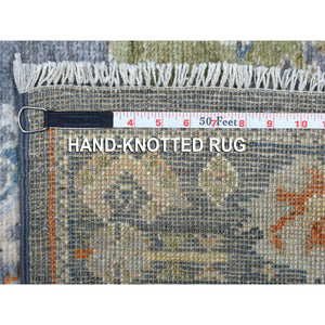 2'9"x9'9" Dark Gray Angora Oushak with Pop of Colors Soft Glimmery Wool Hand Knotted Oriental Runner Rug FWR417330