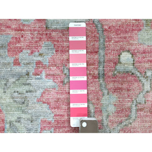 5'10"x9' Coral Red Afghan Angora Oushak with Small Animal Figurines and Cypress Tree Design Hand Knotted Natural Wool Oriental Rug FWR417456