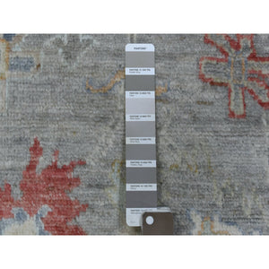 3'1"x17'6" Gray Angora Oushak with Pop of Color Hand Knotted Soft, Afghan Wool Wide XL Runner Oriental Rug FWR417624