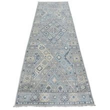Load image into Gallery viewer, 2&#39;10&quot;x9&#39;8&quot; Hand Knotted Gray Anatolian Village Inspired with Criss Cross Design Extra Soft Wool Oriental Runner Rug FWR417654