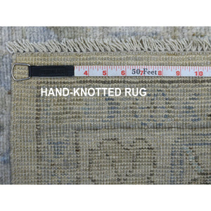 6'x9'1" Hand Knotted Beige Angora Oushak with Soft Colors Afghan Wool Oriental Rug FWR418104