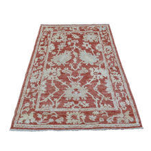 Load image into Gallery viewer, 4&#39;x6&#39;1&quot; Rich Red Angora Oushak with All Over Leaf Design Extremely Durable Hand Knotted Oriental Rug FWR418350