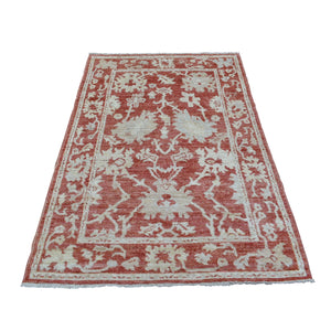 4'x6'1" Rich Red Angora Oushak with All Over Leaf Design Extremely Durable Hand Knotted Oriental Rug FWR418350