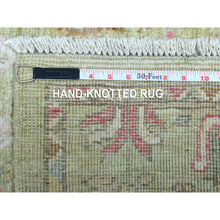 Load image into Gallery viewer, 4&#39;1&quot;x5&#39;9&quot; Afghan Angora Ushak with Colorful Willow and Cypress Tree Design Organic Wool Hand Knotted Lime Green Oriental Rug FWR418560
