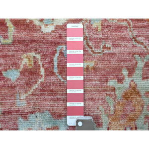 3'10"x5'8" Afghan Angora Oushak with Bold Floral Pattern Extremely Durable Hand Knotted Coral Pink Oriental Rug FWR418890