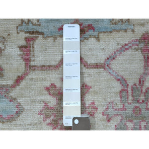 4'1"x5'10" Ivory Afghan Angora Oushak with Soft Colors Pure and Comfortable Wool Hand Knotted Oriental Rug FWR418914