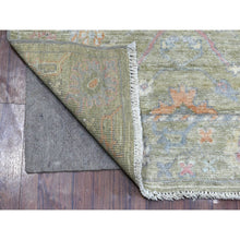 Load image into Gallery viewer, 3&#39;x11&#39;7&quot; Afghan Angora Ushak with Assortment of Colors Extra Soft Wool Hand Knotted Lime Green Oriental Runner Rug FWR419088