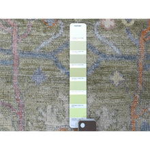 Load image into Gallery viewer, 3&#39;x11&#39;7&quot; Afghan Angora Ushak with Assortment of Colors Extra Soft Wool Hand Knotted Lime Green Oriental Runner Rug FWR419088