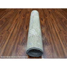 Load image into Gallery viewer, 3&#39;x11&#39;7&quot; Afghan Angora Ushak with Assortment of Colors Extra Soft Wool Hand Knotted Lime Green Oriental Runner Rug FWR419088