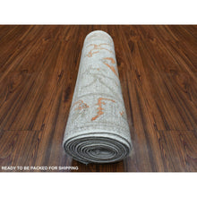 Load image into Gallery viewer, 2&#39;5&quot;x13&#39;9&quot; Hand Knotted, Gray, Angora Ushak with A Floral Pattern, Organic Wool, Oriental, XL Runner, Rug FWR419100