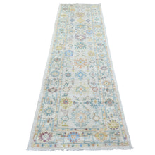 Load image into Gallery viewer, 2&#39;8&quot;x9&#39;9&quot; Afghan Angora Ushak with Beautiful, Color Pattern Soft and Pliable Wool Hand Knotted Gray Oriental Runner Rug FWR419112