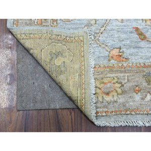 2'7"x11'7" Gray Afghan Angora Ushak with Pop of Colors Extremely Durable Hand Knotted Oriental Runner Rug FWR419160