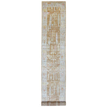 Load image into Gallery viewer, 2&#39;7&quot;x17&#39;2&quot; Hand Knotted Almond Brown Angora Oushak with Faded Out Cypress and Willow Tree Design Soft and Pliable Wool Oriental XL Runner Rug FWR419166