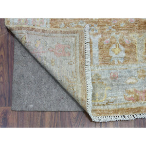 2'7"x17'2" Hand Knotted Almond Brown Angora Oushak with Faded Out Cypress and Willow Tree Design Soft and Pliable Wool Oriental XL Runner Rug FWR419166